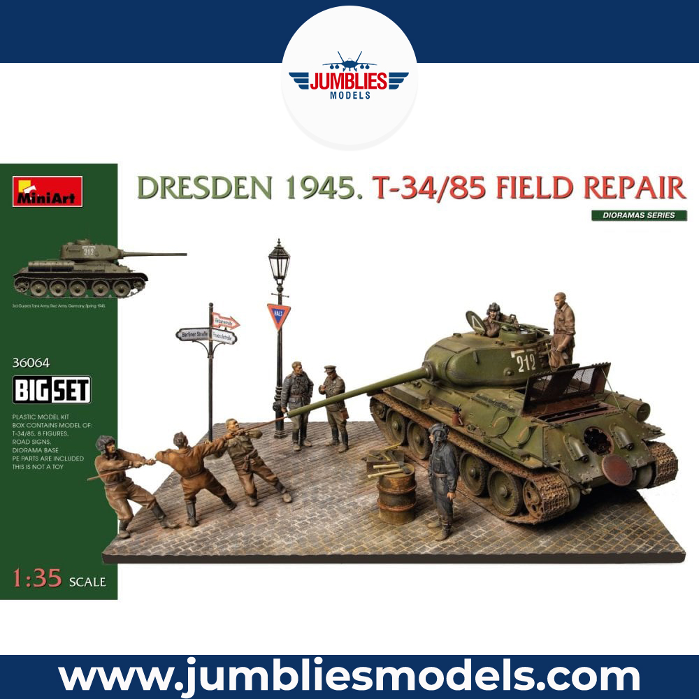 JumbliesModels's tweet image. New in stock MiniArt Models MIN36064 Dresden 1945. T34/85 Field Repair Big Set Military Model Kit. This 1:35 scale kit is priced at £74.95. #plastickits #modelmaking  #hobby
vsclick.me/MIN36064