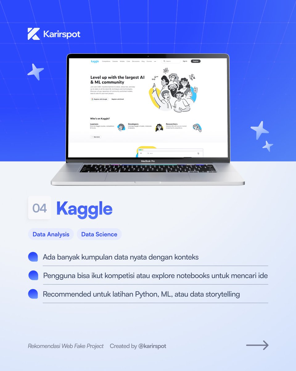 karirspace's tweet image. guys, kalo lo less-experience, ini ada beberapa website fake project yang bisa lo coba beserta bidangnyaa.

semoga sedikit-banyak bisa ngebantu yaa &amp;lt;3