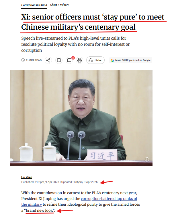 CouchGuy17's tweet photo. 🤔The question is not whether a purge is happening.
The question is how much of the old command structure is already gone.
#China #XiJinping #PLA #MilitaryPurge #Geopolitics #GlobalPurgeTheory #CrimsonTide #ViewFromTheCouch
@Homeranger17
@TheDebriefing17 https://t.co/dXuPgHG8z7