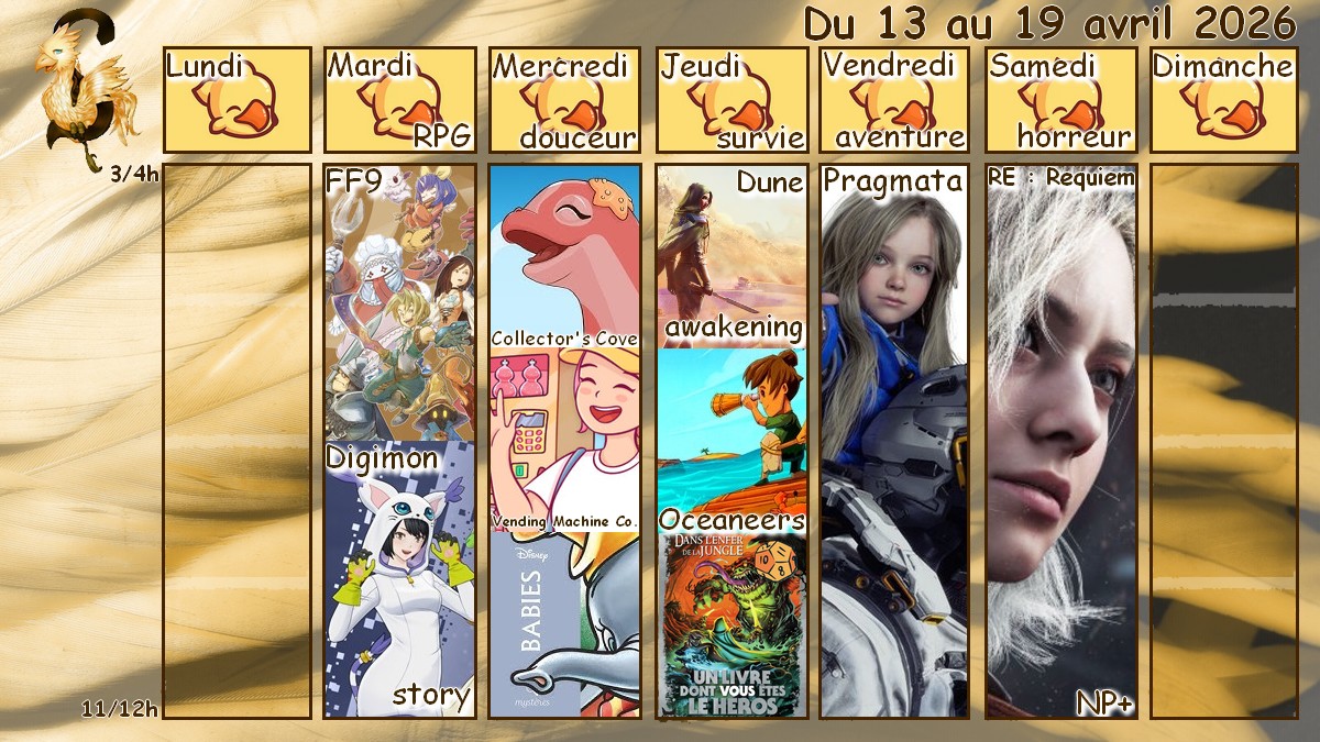 LeMondeDeShaki's tweet photo. Hey les chocobos :3
On continue le mois d'avril avec en découverte :
#oceaneers #Pragmata #vendingmachineco
Bcp de défis ont été validés lors du 24h et dès cette semaine, nous en commencerons certains ! Les autres ont été rajoutés à la commande !défi à faire de la chaîne 😁 https://t.co/oTDBNknzFa