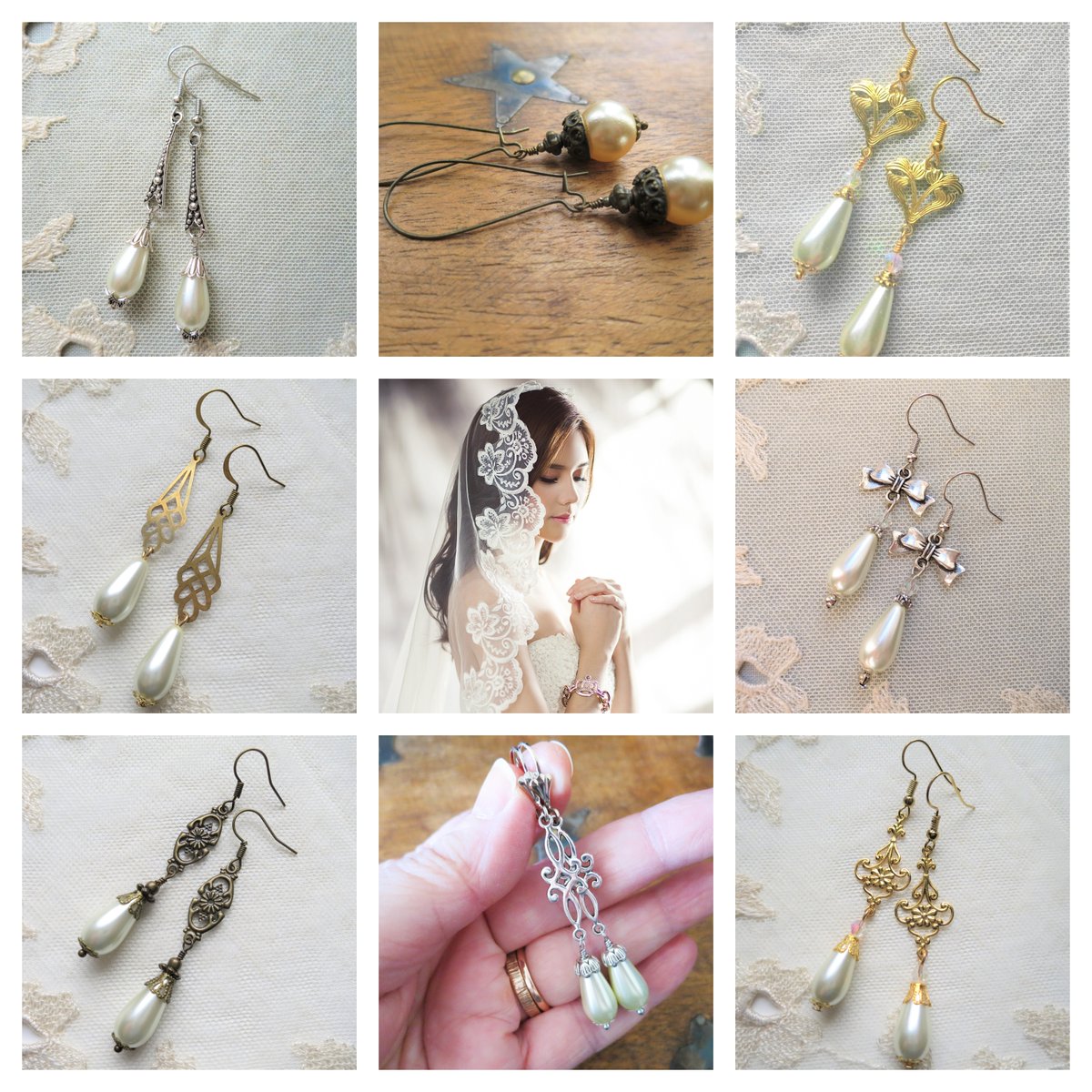 LovesVintage43's tweet image. Handmade by me, a collection of classic glass pearl earrings in various styles and finishes, perfect for your Bridal ensemble or for adding an elegant touch to your formal occasions 🤍  
#handmadehour #UKMakers #CraftBizParty #WeddingSeason #bridetobe #vintagestyle #shopsmall
