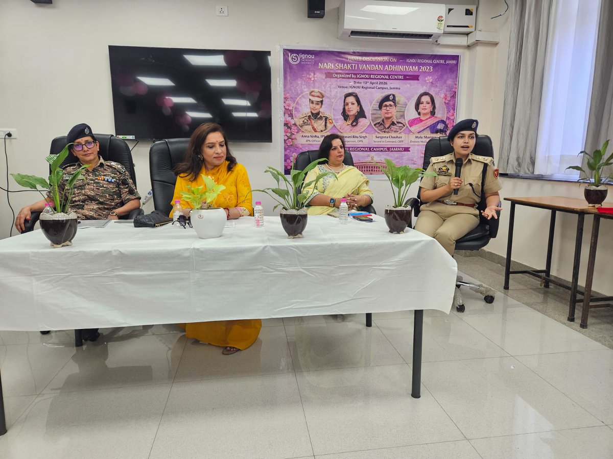 ignourcjammu's tweet image. Nari Shakti Vandan Adhiniyam, 2023 was celebrated at IGNOU Regional Centre, Jammu with an inspiring panel discussion highlighting women’s empowerment, representation, and leadership.
#IGNOU #ISupportImmediatelmplentationOfReservationForWomenInLokSabhaAndStateLegislativeAssemblies