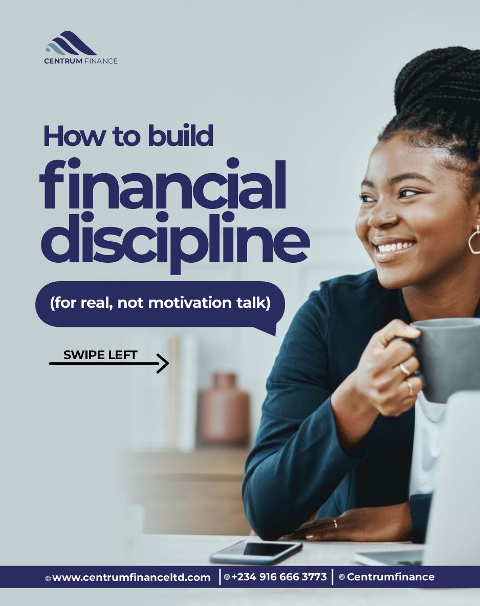 CentrumFCLtd's tweet photo. ➡️ SWIPE through the slides and see practical steps we broke down. No fluff, just real financial habits that work.

Most people don’t have a money problem. They have a discipline problem. And discipline is built, not wished for.

#financegoals #centrumfinance #mondaymotivation https://t.co/MPfHSlTf3V