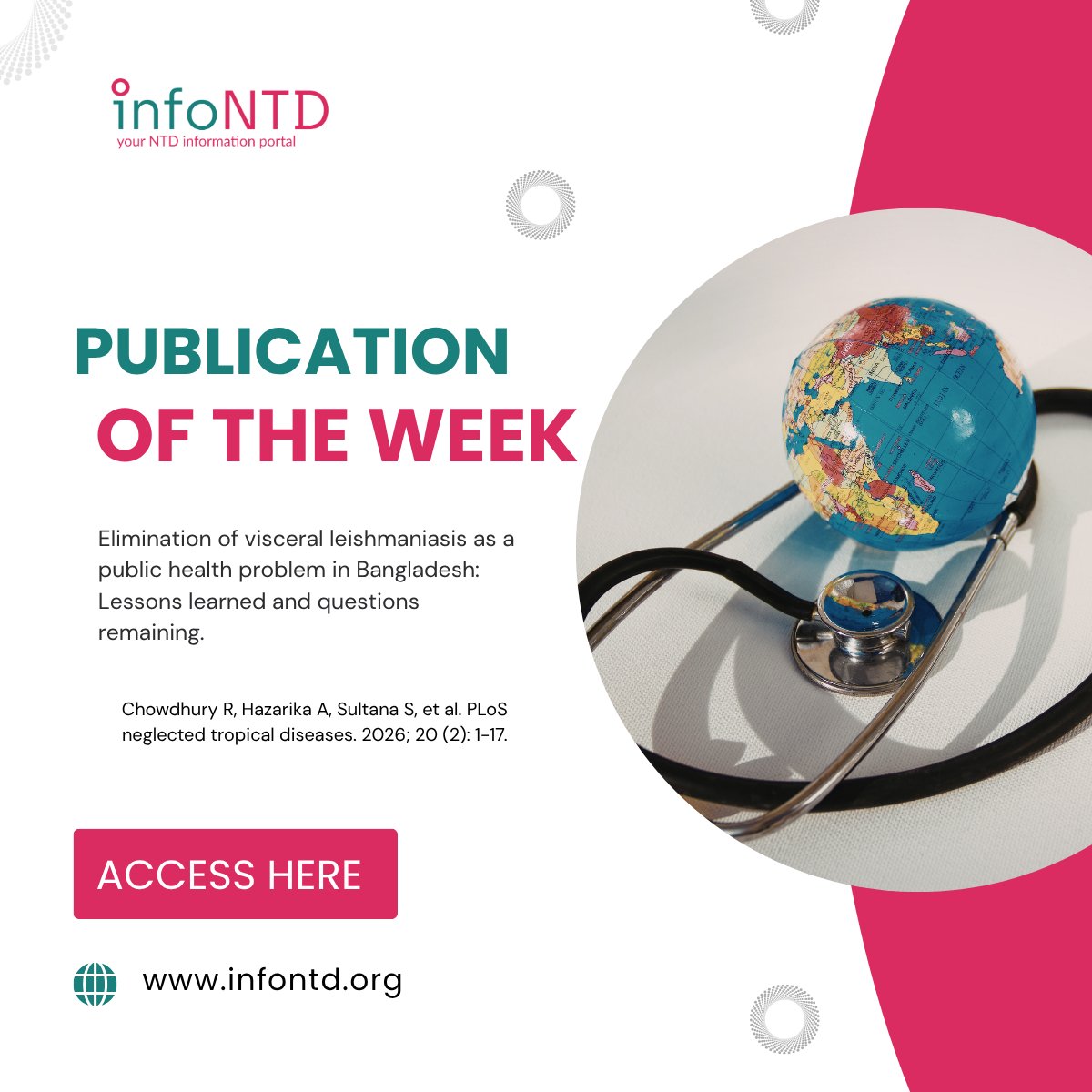 InfoNTD's tweet image. 📄 Publication of the week: @InfoNTD 

Bangladesh has eliminated visceral leishmaniasis (kala-azar) as a public health problem, showing the power of strong surveillance, early diagnosis, treatment, and vector control.

🔗 infontd.org/resource/elimi…

#GlobalHealth #NTDs