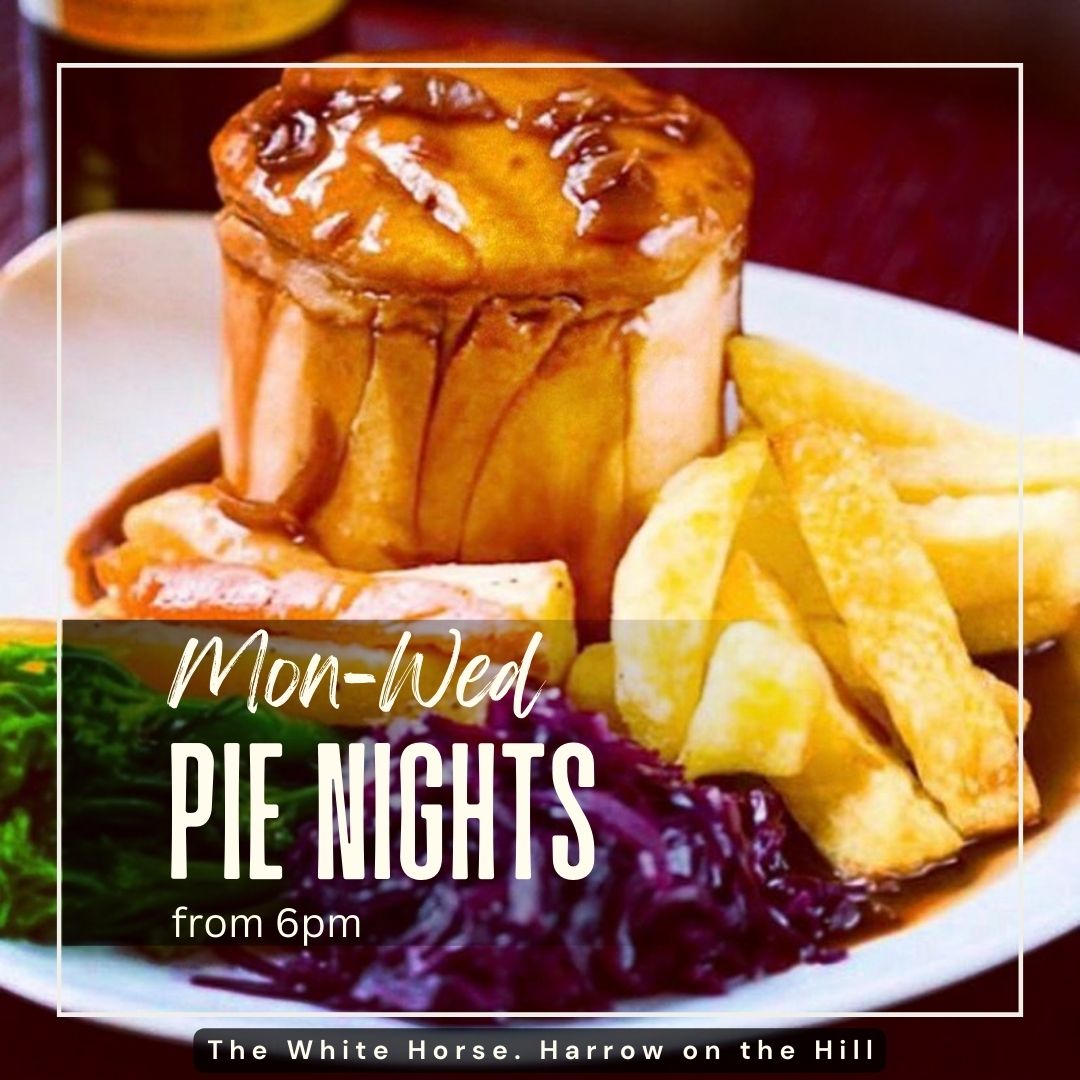 WhiteHorseLocal's tweet image. Pie Nights! Hand made shortcrust pastry pies, deeply filled &amp;amp; served with mash or chips, fresh veg &amp;amp; home made gravy. 😋 Delicious! (6 varieties available Monday to Wednesday every week from 6pm!) Pie of the Day available every day from noon.
#pie #pieoftheday #pieandchips