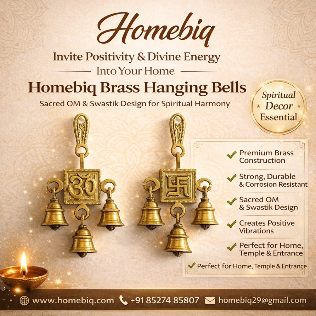 SAINIMEDICOS's tweet image. Bring home the essence of positivity and divine energy with Homebiq Brass Hanging Bells. 
🌐 homebiq.com
📞 +91 85274 85807
📧 homebiq29@gmail.com

#HomeDecorIndia, #SpiritualDecor, #BrassDecor, #IndianHomeDecor, #VastuShastra, #PositiveVibesOnly, #HomeEntranceDecor,