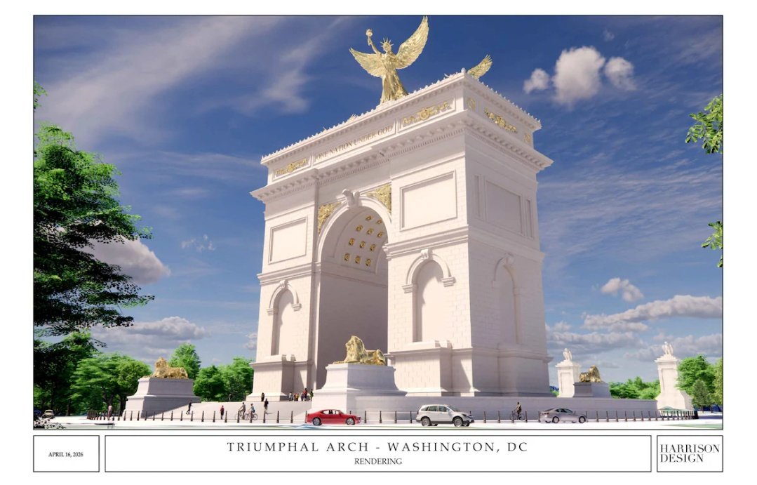 'De grootste triomfboog ooit' die Trump 'voor zichzelf' bouwt. Een would be dictator herken je onder andere aan de grandioze bouwwerken die hij voor zichzelf laat bouwen.