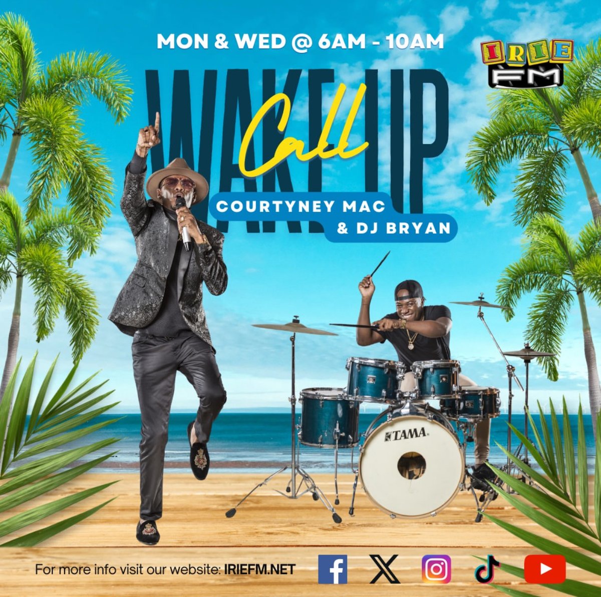 IRIE_FM's tweet photo. Wake up to a vibrant and interactive morning with #Courtneymac and #DJBryan on the Wake Up Call, airing now on the #107’s! Don’t miss out on the fun! Join @courtneyamac and @djbryan_1spacekid for a lively start to your day! #iriefm #jamaica #music https://t.co/4kRnEnByjG