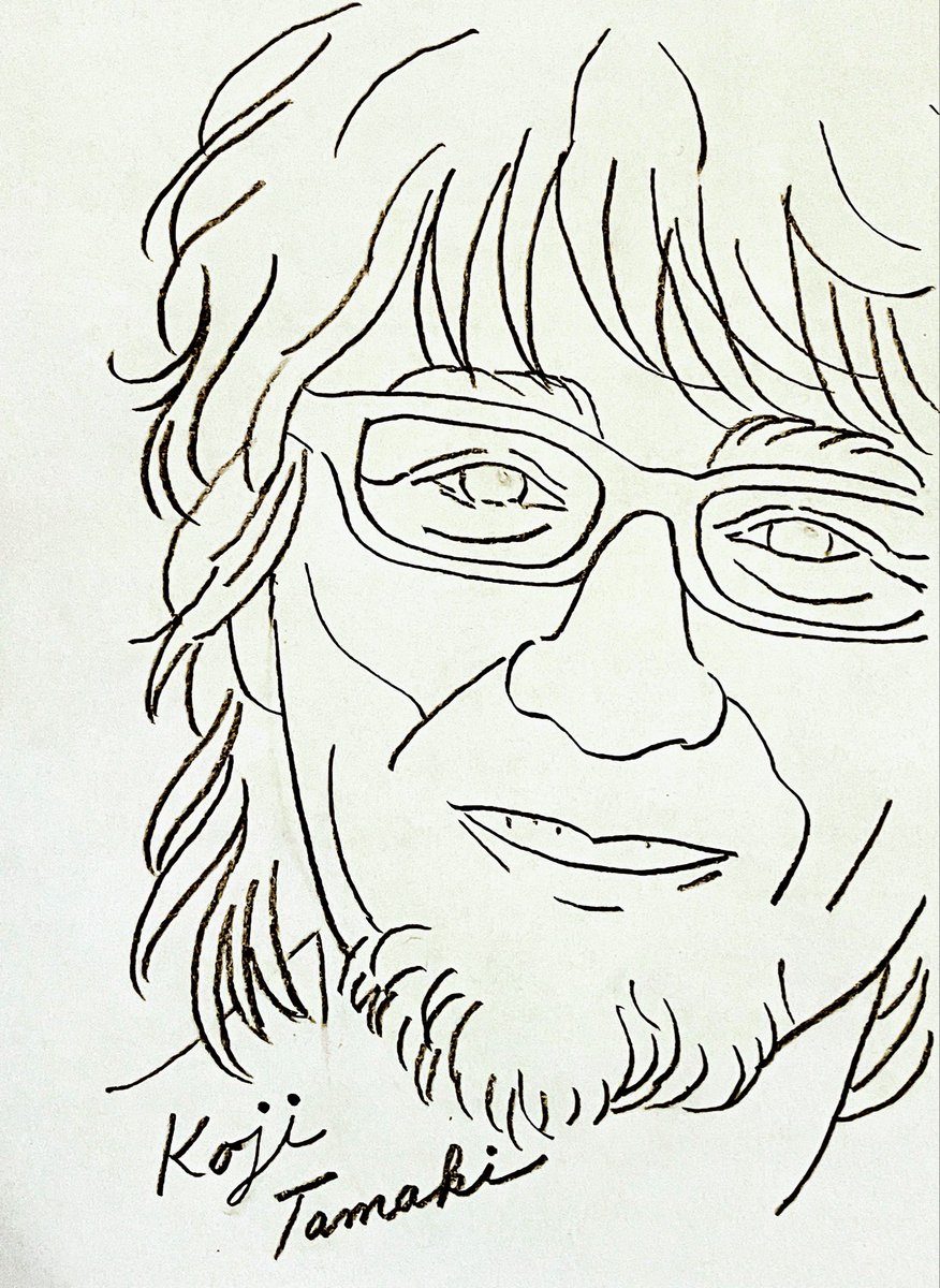 玉置さんの塗り絵があったらいいなぁ…と思って
ふと描いてみました🤗

誰か塗ってくれる人いますか　笑
見てみたい♡

#玉置浩二 
#玉ちゃん塗り絵大会（笑）