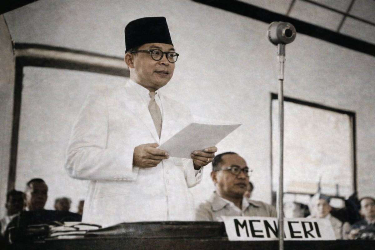 VideoSejarah's tweet photo. 1948, Yogyakarta. Di hadapan BP-KNIP, Bung Hatta meletakkan fondasi: Politik Luar Negeri Bebas Aktif. 🇮🇩

​Bebas = Tidak memihak blok mana pun.

Aktif = Turut menjaga perdamaian dunia.

​78 tahun berlalu. Akankah "Mendayung Antara Dua Karang" berakhir di era Prabowo? 🤔 https://t.co/8vsz4FgCG6