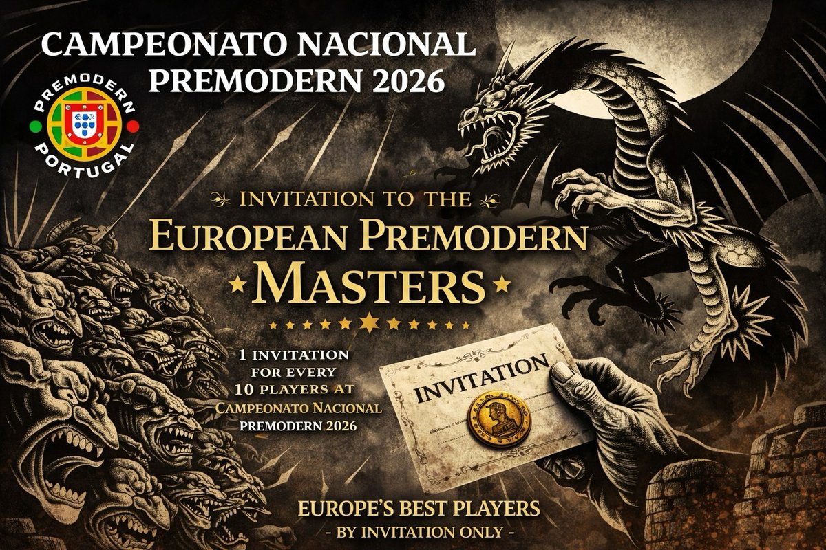 No Campeonato Nacional Premodern 2026, cada partida poderá aproximar-te desse privilégio. Por cada 10 jogadores, será atribuído um convite para o EPM. Uma oportunidade rara. Um reconhecimento de excelência. Um feito que ficará marcado.

Estás preparado para fazer parte da elite?