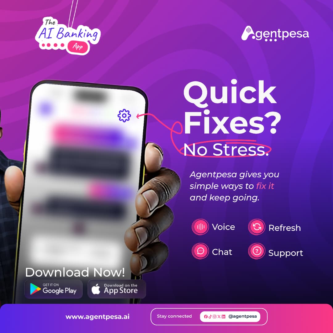 agentpesa's tweet photo. The only thing getting fixed this Monday? Your banking experience. 🔧💜

Voice. Chat. Support. Done. ✅

Agentpesa, because nothing should slow down your week. ⚡

Download now, link in bio.

#Agentpesa #MondayMotivation #BankSmarter https://t.co/p2lxFoqJoa