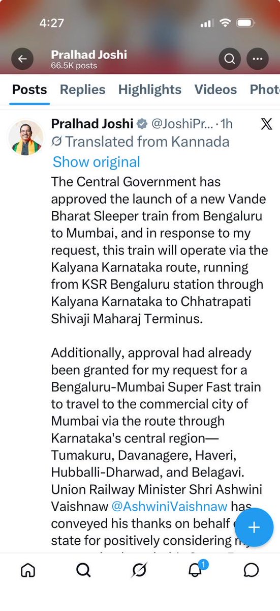 rlyhydka's tweet photo. This is how our leaders from #Karnataka create confusion over route approved #mumbai to #Bengaluru #vandevharat sleeper exp
one says it’s via #kalyanakarnataka other says it’s via #hubballi 

⁦@AshwiniVaishnaw⁩ ⁦@narendramodi⁩ ⁦@BJP4Karnataka⁩ ⁦@RailMadad⁩ https://t.co/DS7dv1yNV7