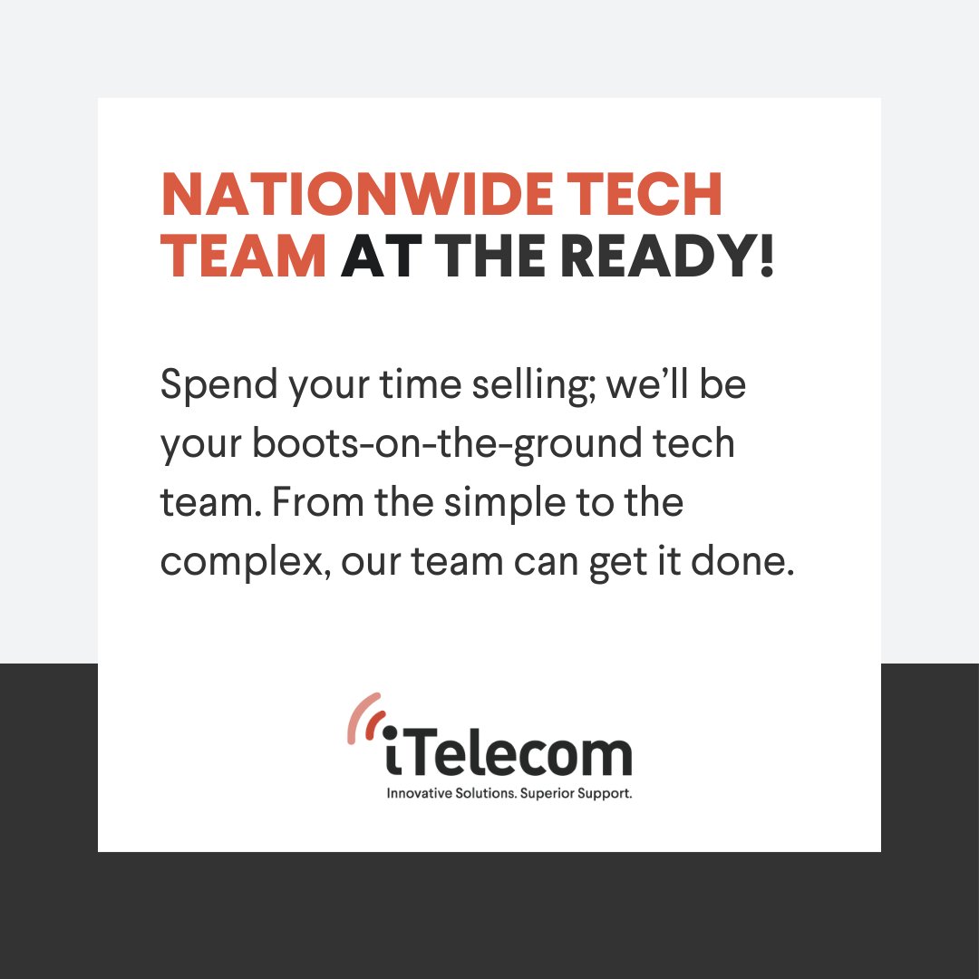 _iTelecom's tweet photo. You’re not just joining a program; you’re gaining a team.

Our in-house experts, nationwide tech support and carrier network are all built to help you win more business and better serve your clients. https://t.co/OIvUUGQ7FD