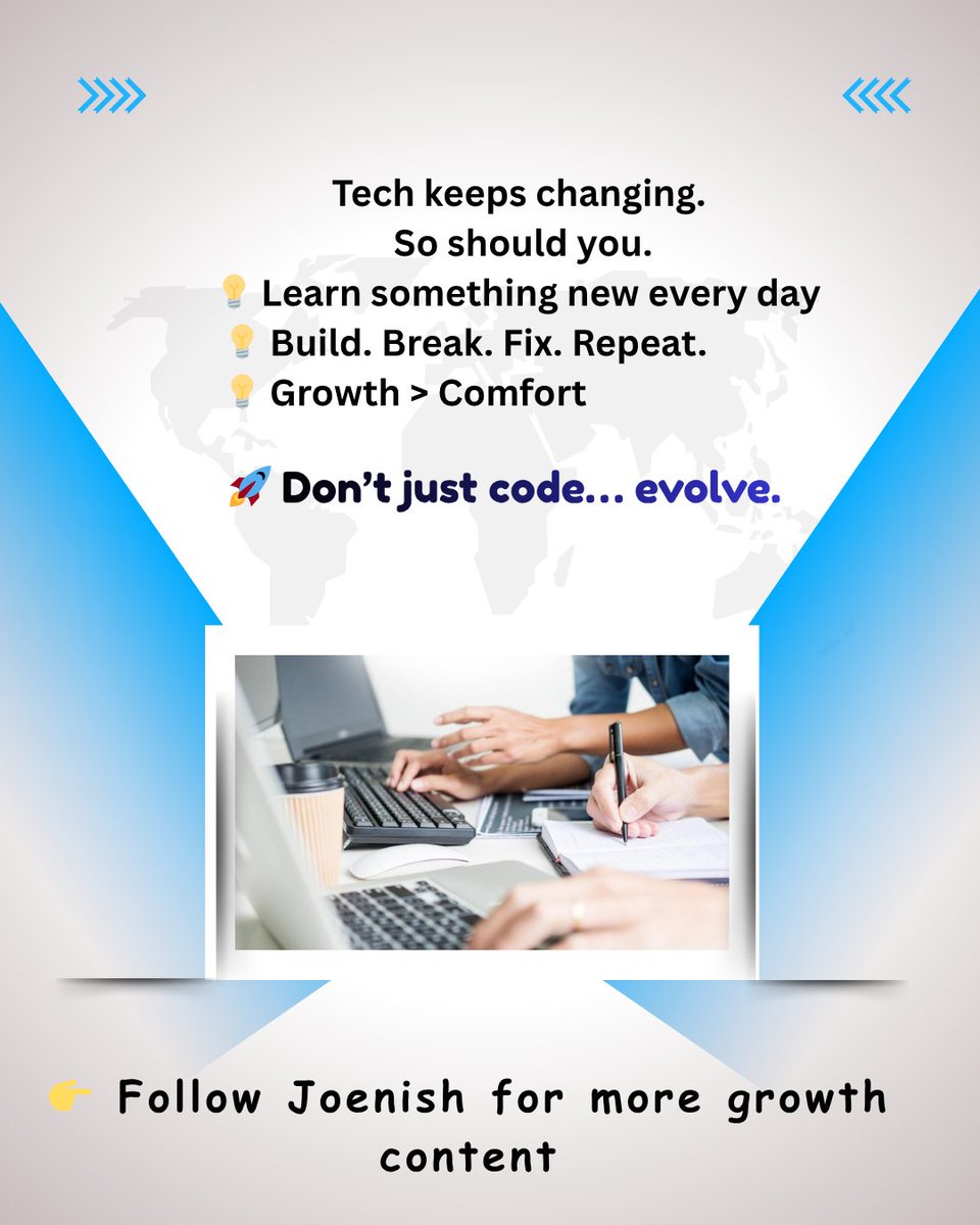 techjoenish's tweet image. The difference between an average developer and a great one?
👉 Consistency in learning.
It’s not about knowing everything…
It’s about being willing to learn anything.
👉 Follow Joenish for daily growth content

#Joenish #DevelopersLife #KeepLearning #GrowthMindset