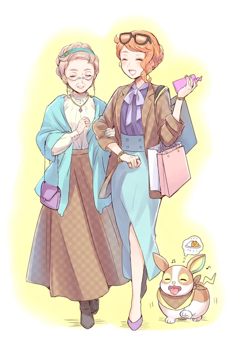 全然関係ないけど過去の自分がめちゃ良いsna一家の絵を描いてたので見てください おばあ様とお買い物