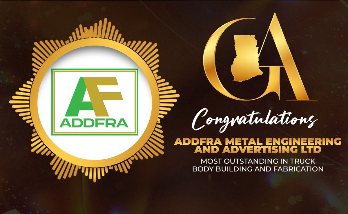 Addfra1's tweet photo. We are honored to be recognized for excellence at the GREATER ACCRA MERITS AWARDS 2026 for the MOST OUTSTANDING IN TRUCK AND BODY BUILDING AND FABRICATION.

This award is a testament to our commitment to quality, innovation, and delivering outstanding results every time. https://t.co/5PnoY0fs2K