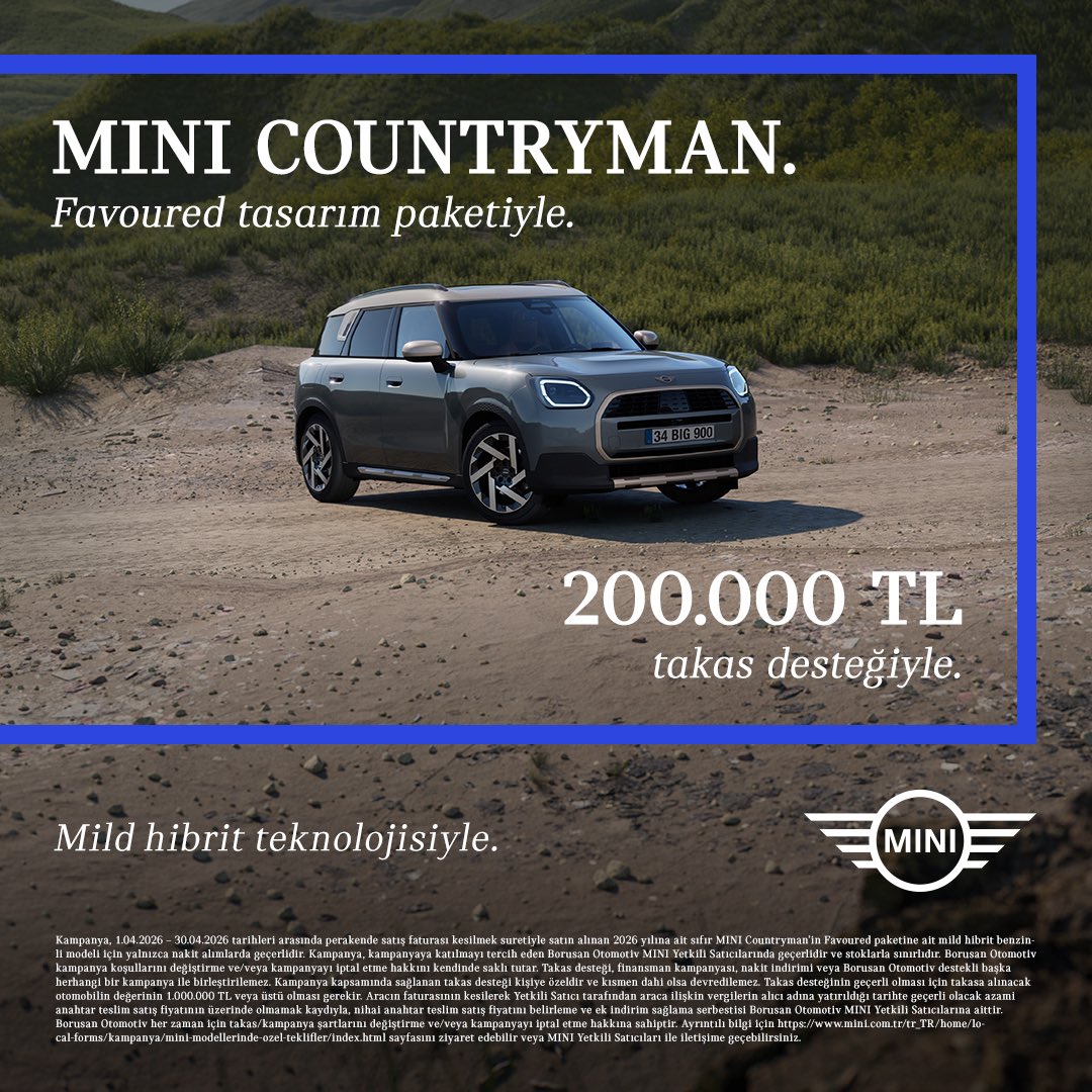 kosifleroto's tweet image. Favoured tasarım paketiyle MINI Countryman, nisan ayına özel takas desteğiyle Kosifler Oto’da seni bekliyor.

#KosiflerOto #MINI #MINICountryman #Countryman