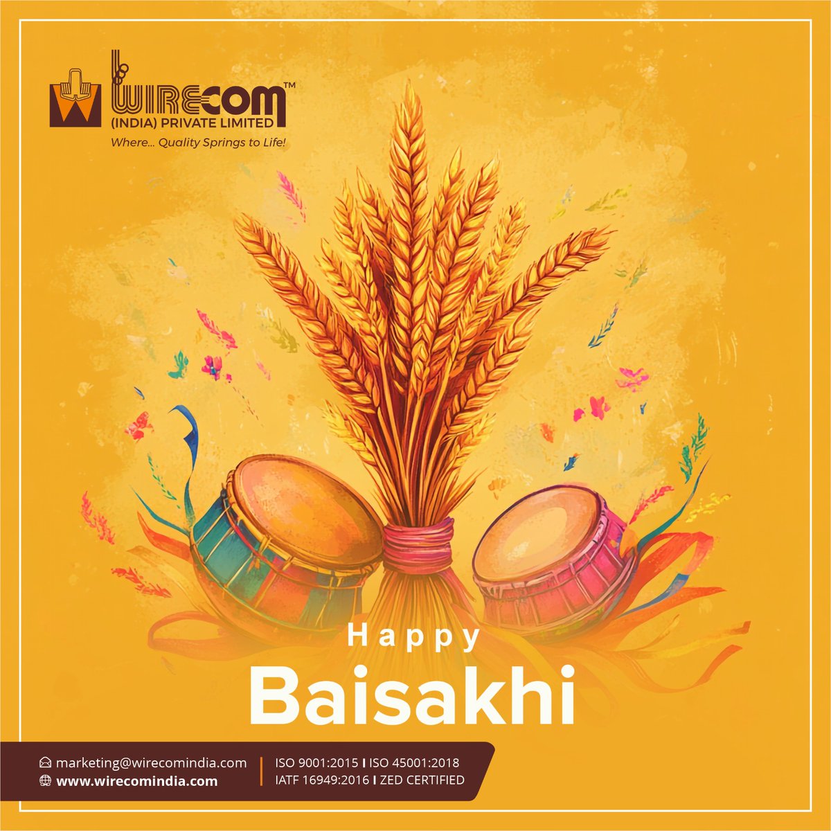 WirecomIndia's tweet photo. Happy Baisakhi!
A season of harvest, joy, and new beginnings. Wishing you a prosperous year ahead with a dance to the rhythm of celebration, embrace abundance and positivity.

#happybaisakhi #festivalofharvest #culturalcelebration #joyandprosperity #springoflife #festiveseason https://t.co/ambKiMrAmO