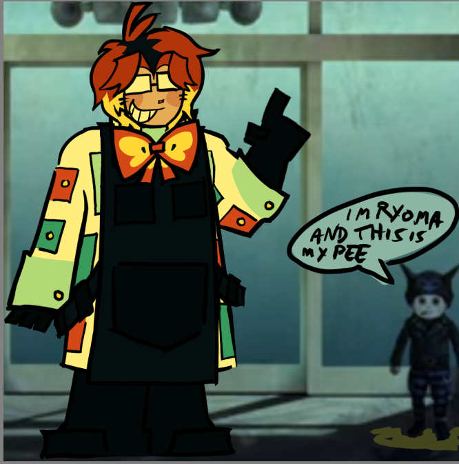 MasterOfFear_41's tweet image. hello dra twitter. Help ! i am a young lad working on his sdra2 self insert And i want to make his color palette look more like something that would appear in the game instead of how i design characters        this is what i have of the guy Nothing is final #help #helpme