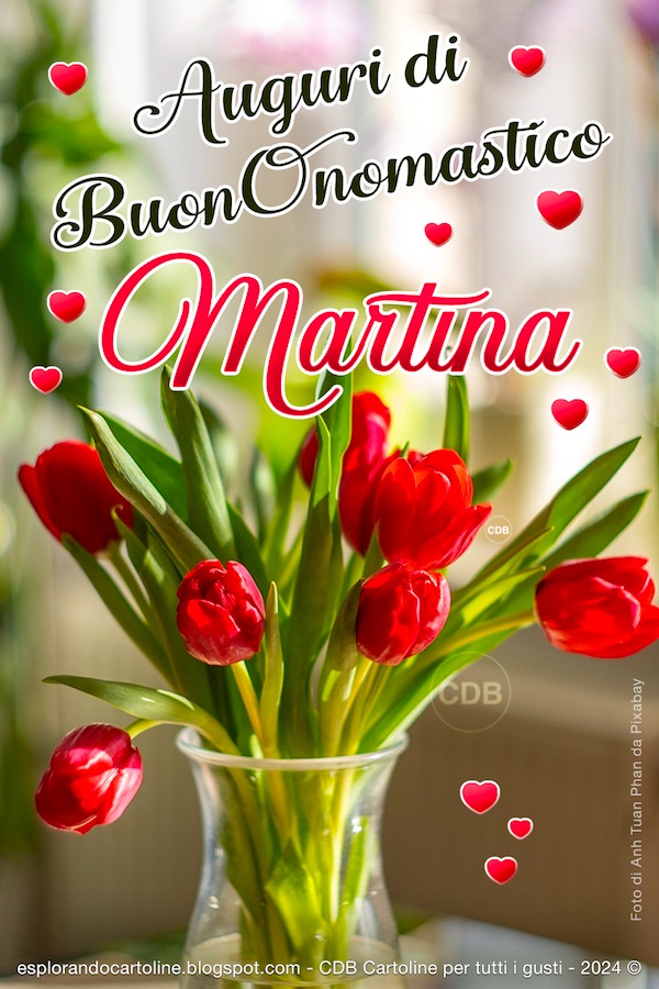 DebCris87617's tweet image. Auguri di Buon Onomastico Martina! Una dose di dolcezza per far brillare la tua giornata. Auguri Martino! 🌷❤️🌷 

esplorandocartoline.blogspot.com/2024/04/immagi…

#buononomastico #onomastico #martina #tulipani #fiori #festa #auguri #dolcezza #cartoline #condividi #blogauguri