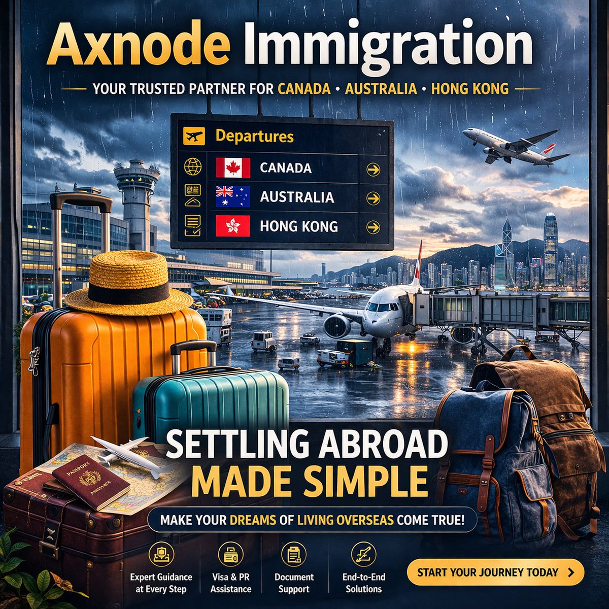 Axnode's tweet photo. Settling Abroad Made Simple with Axnode Immigration! 

Dreaming of a new life in Canada, Australia, or Hong Kong? Your journey starts here! From expert guidance at every step to visa &amp; PR assistance, document support, and end-to-end solutions, we make immigration effortless. https://t.co/j4UgfS4D5G