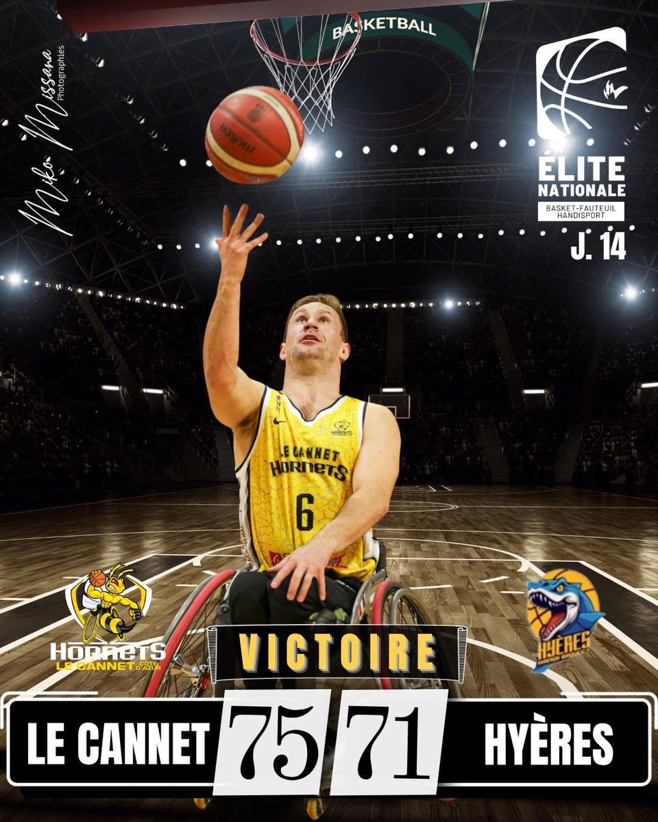 LeCannetVille's tweet image. #LeCannet #sport

🏀 #Basketfauteuil – Élite Nationale
Hornets Le Cannet 75-71 Hyères à Maillan

⛹🏻‍♂️ #Basketball – NM2
Le CCAB 60-74 La Ravoire Challes Basket à Principiano

🏓 #Tennisdetable – N2
Le CCATT 8-1 Tours à Principiano

⚽ #Football – N3
L’ESCR Football 1-1 à Seyssinet