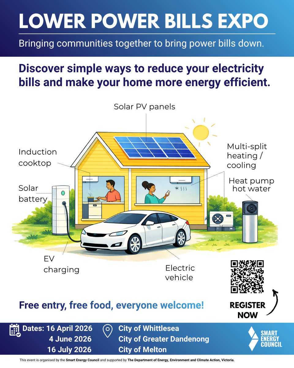 Solargain's tweet photo. 💡Looking for ways to lower your electricity bills?

Join us at the Lower Power Bills Expo and discover simple ways to make your home more energy efficient while saving money 👉 https://t.co/EMy8PDsPWl

#lowerpowerbills #communityexpo #smartenergy #energyefficiency https://t.co/pxBPcbNIfV