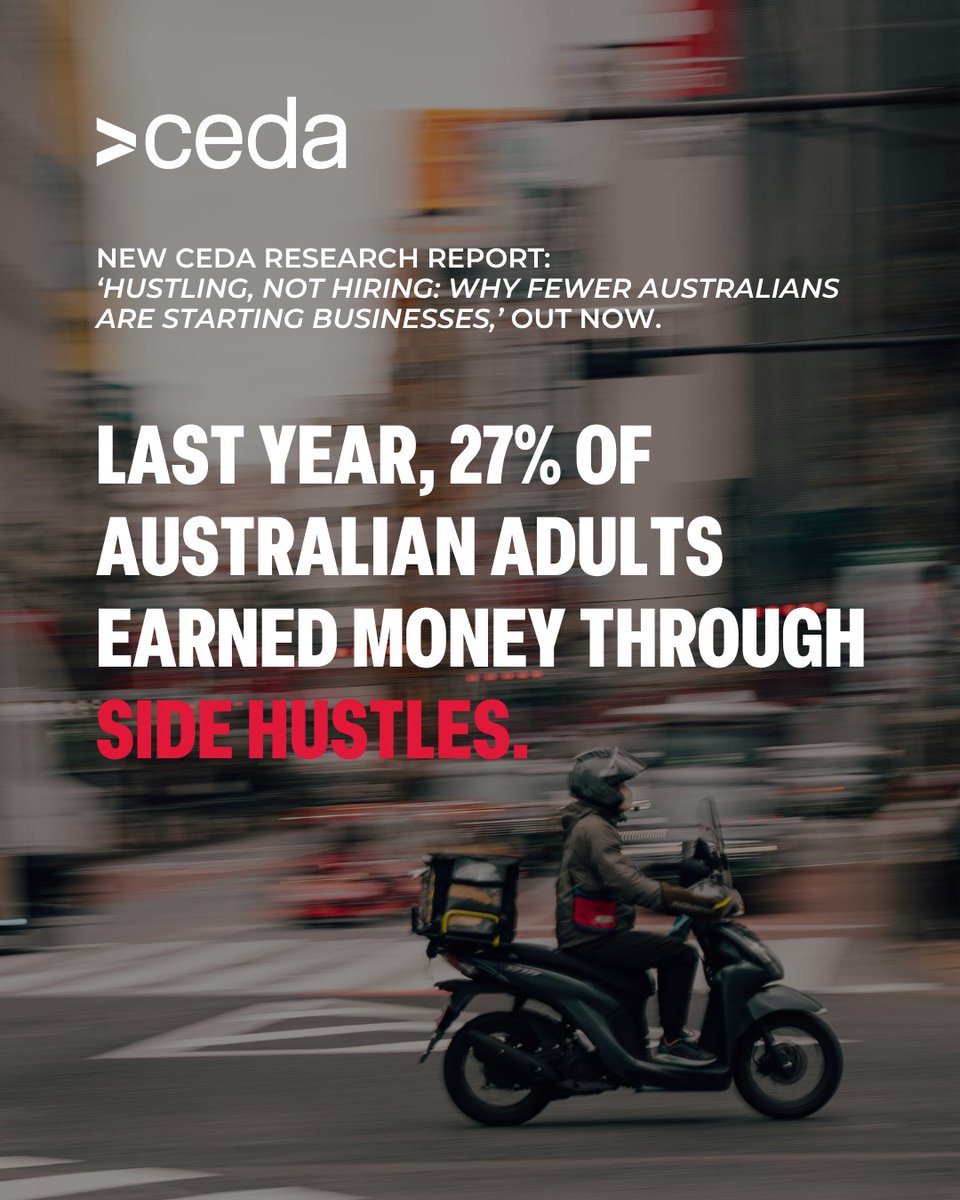 ceda_news's tweet image. Australia has seen a steady rise in the proportion of workers with multiple jobs. These second jobs can include #sidehustles and digital platform work such as delivery and rideshare. 

Read more in CEDA's latest report, 'Hustling, not hiring,' out now: ceda.com.au/research-and-p… ⬅️