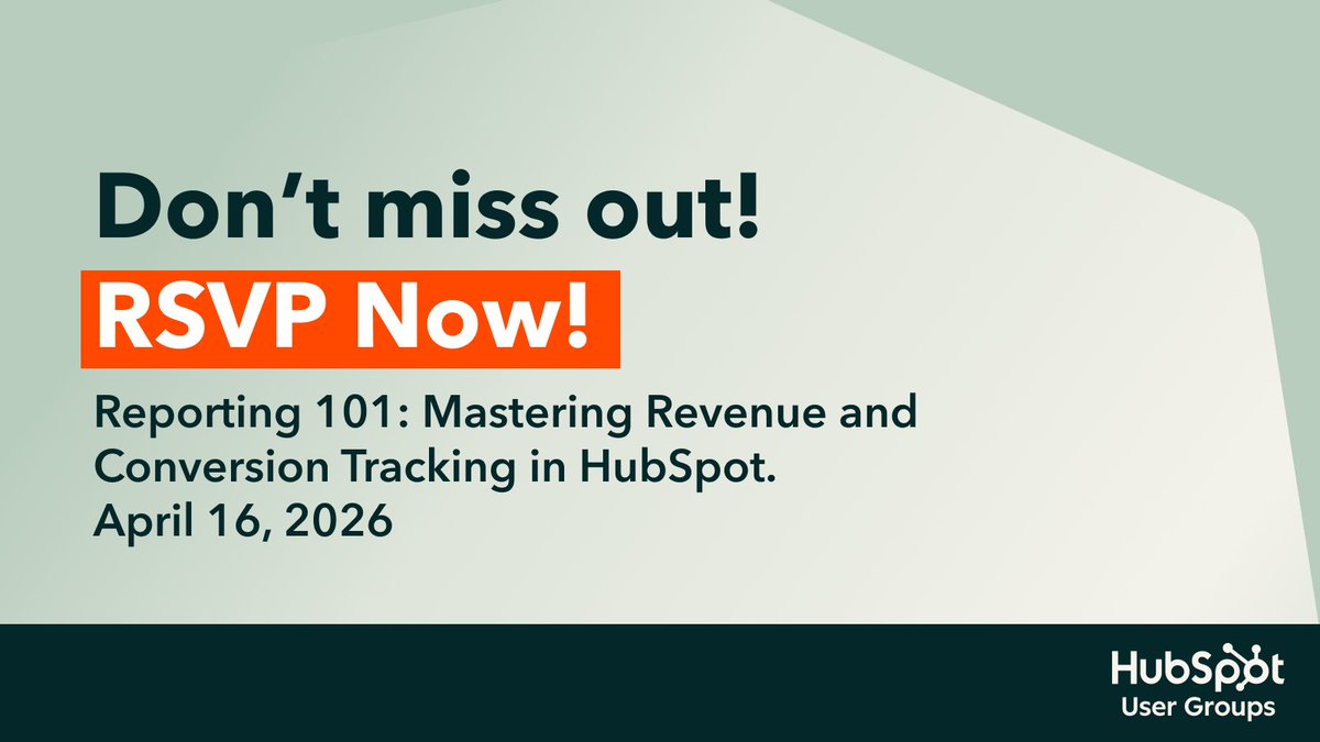 📢 Reminder: Our #AdvancedHUG is on 16 April 2026, 4–5PM (SAST)!
Join us for Reporting 101: Mastering Revenue and Conversion Tracking in HubSpot and learn how to build reports that track the full revenue journey.
Secure your spot: hubs.la/Q048dkc20