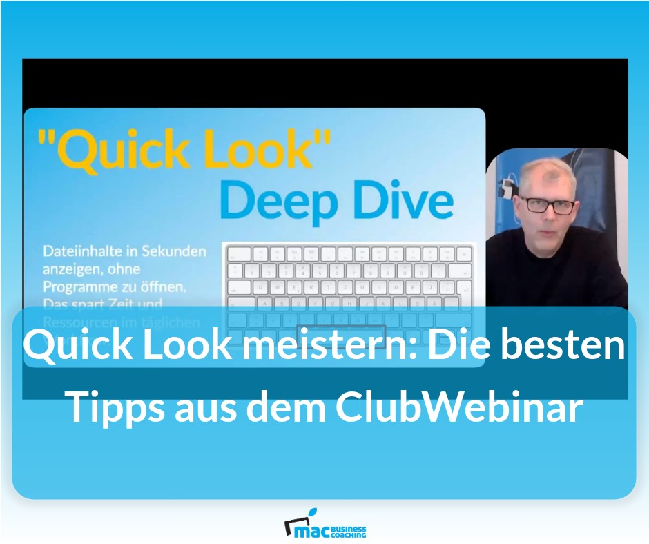 Zusammenfassung ClubWebinar am 02.04.26: Quick Look Deep Dive

So geht’s >> mac.bz.it/2hf0z

#apple #mac #iphone #ipad #aufgeraeumt #papierlos #schnell #produktivität #automatisierung #macbusinesscoaching #arbeitenwieinderzukunft