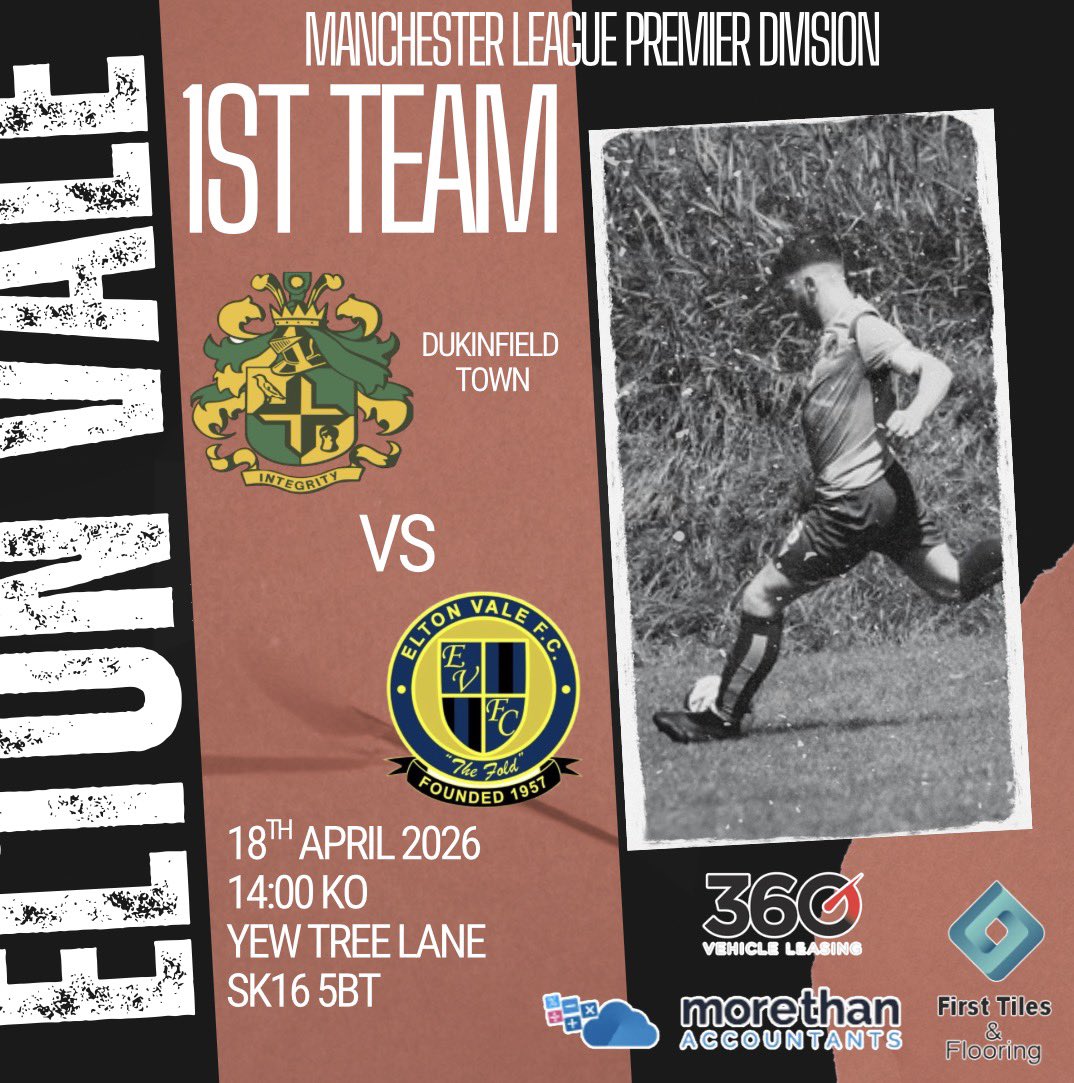 EltonValeFC's tweet image. This week at EVFC🔵⚫️

1st team are AWAY on Saturday and will take on league leaders @DukiTownYouthFC !

Reserve Team will be at HOME and are hosting an in form @Uppermill_FC Reserves  !  

Vets Team are AWAY against @Turton_FC Vets on Sunday morning ! 

#UTV🔵⚫️