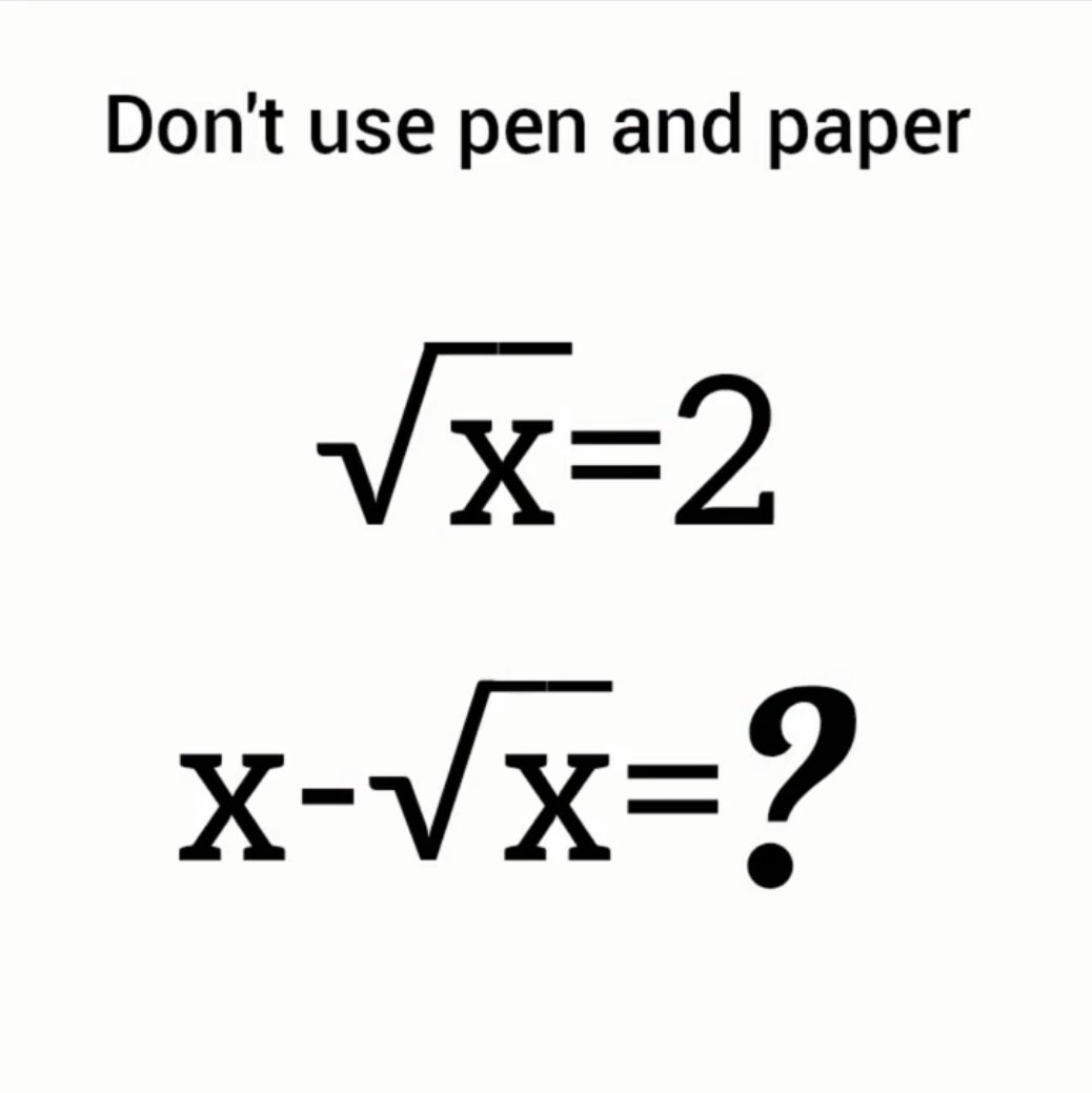 SolvingForZ's tweet image. Can you solve this 👆 basic maths?

Basic mathematics logical reasoning 

#math #mathematics #mathquiz #mathsproblems #mathschallenge