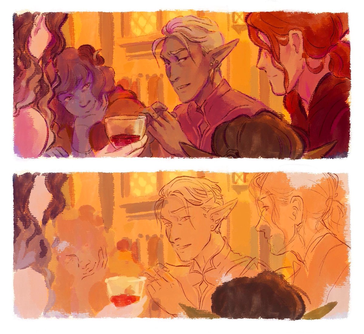 zroem's tweet photo. ---> Decided to migrate all the episode doodles to bl*sky ---> immediately got psyched out by how wonky the early ones were ---> redraw time #criticalrolefanart https://t.co/ub44SPAXik