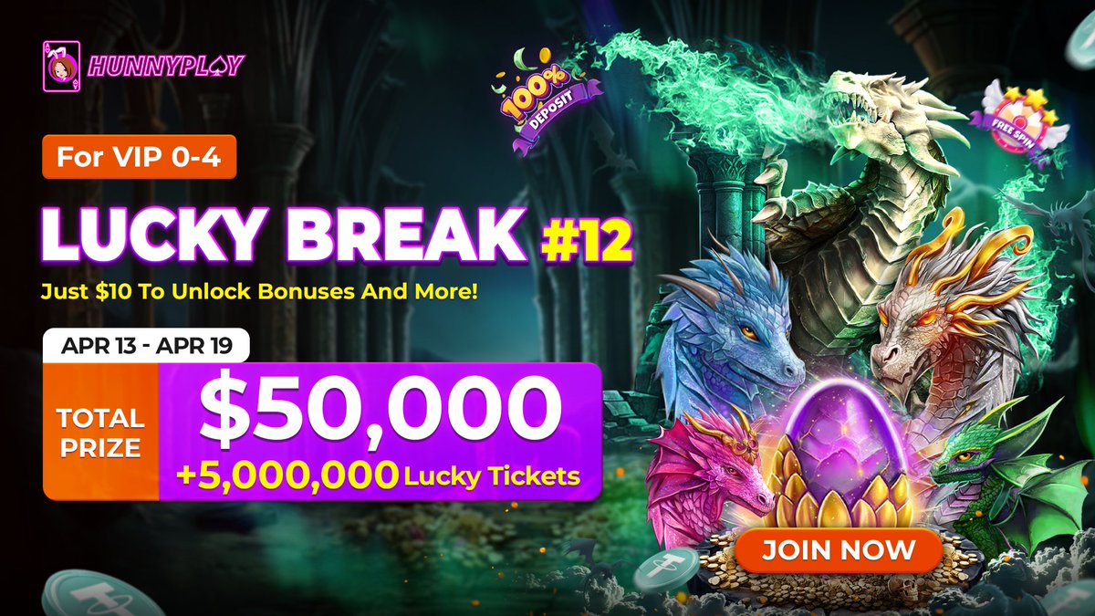 HunnyPlay_'s tweet image. 🎉 The Dragon Hunt is LIVE!
💰 $50,000 + 5,000,000 Lucky Tickets
💸 VIP 0–4 ONLY
✨ Spin, ignite, and send winnings to the #Jackpot Vault
👉 Join today: shorturl.at/gqksn

#Promotions