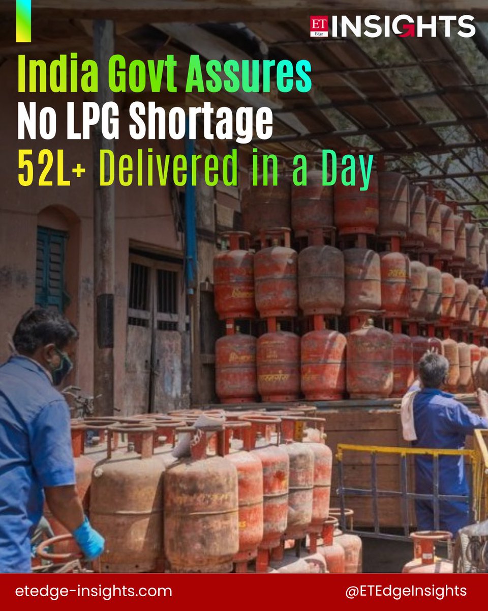 etedge_insights's tweet photo. 𝐈𝐧𝐝𝐢𝐚 𝐫𝐞𝐦𝐚𝐢𝐧𝐬 𝐬𝐭𝐞𝐚𝐝𝐲 𝐚𝐦𝐢𝐝 𝐖𝐞𝐬𝐭 𝐀𝐬𝐢𝐚 𝐭𝐞𝐧𝐬𝐢𝐨𝐧𝐬.

No LPG shortages, stable fuel prices and normal port operations, says the Ministry of Petroleum and Natural Gas. Nearly 9 lakh passengers have returned home.

Read more: https://t.co/CN4iXXxhGo

#ETEdgeInsights #EnergySecurity #GovernmentPolicy #IndiaResilience #WestAsiaCrisis #LPG #Logistics #CivilAviation