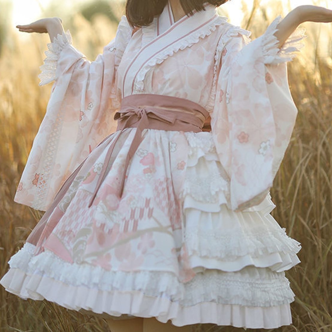 Maidens_Reve's tweet photo. 甘ロリミニスカート和服ワンピース♥ https://t.co/rQ5V7j11wV