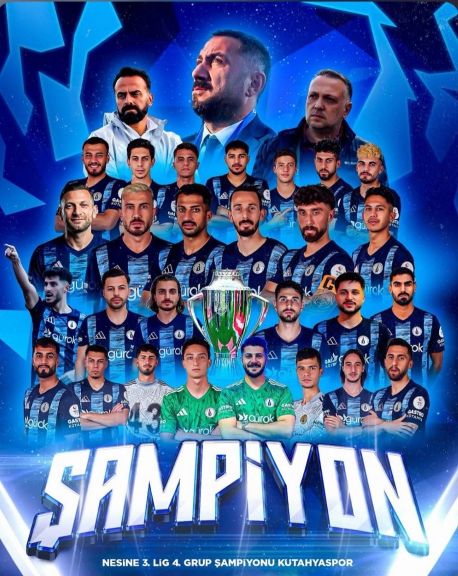 3. Lig Şampiyonu KÜTAHYA SPORUMUZA 1. Lig yolunda 2. Ligde başarılar