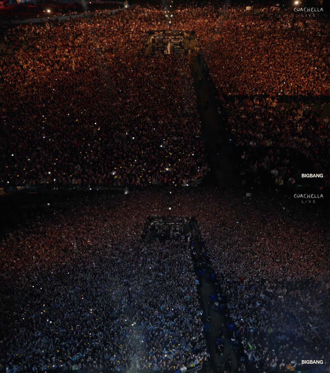 10년 동안 무활동에 서구권 프로모션은 제대로 한 적도 없는 그룹이 코첼라 관객을 이만큼 모았어 진심 리스펙한다 오늘 무대 보면서 사람들이 얼마나 빅뱅을 기다렸는지 느껴져서 막 눈물이 남