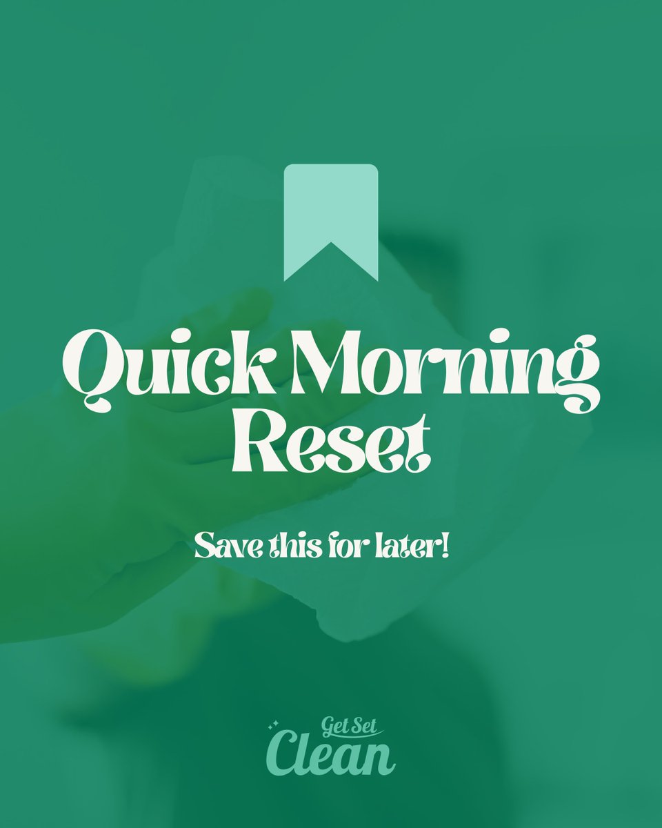 Get_Set_Clean's tweet image. Spend 5 minutes each morning to:
• Make the bed
• Open windows for fresh air
• Clear kitchen surfaces

#cleaningroutine #cleaning #cleaningtips #getsetclean