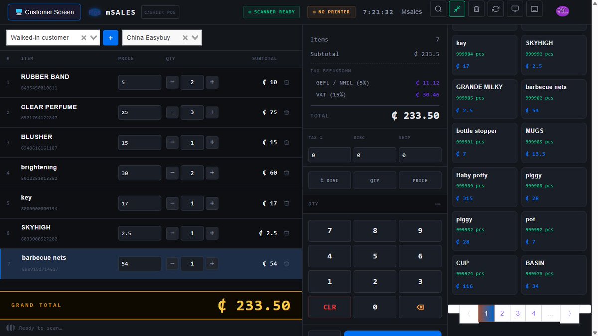 atasa__'s tweet photo. Just finished up my POS system - mSales v5.0 

Built for speed, simplicity, and real business use.

This is not just software… it’s productivity on another level..

100% keyboard driven and scanner 
🇬🇭🇬🇭🇬🇭 

Share for me 🙏

#POS #SoftwareDevelopment #TechInAfrica #SaaS #mSales https://t.co/LM795r5UZd