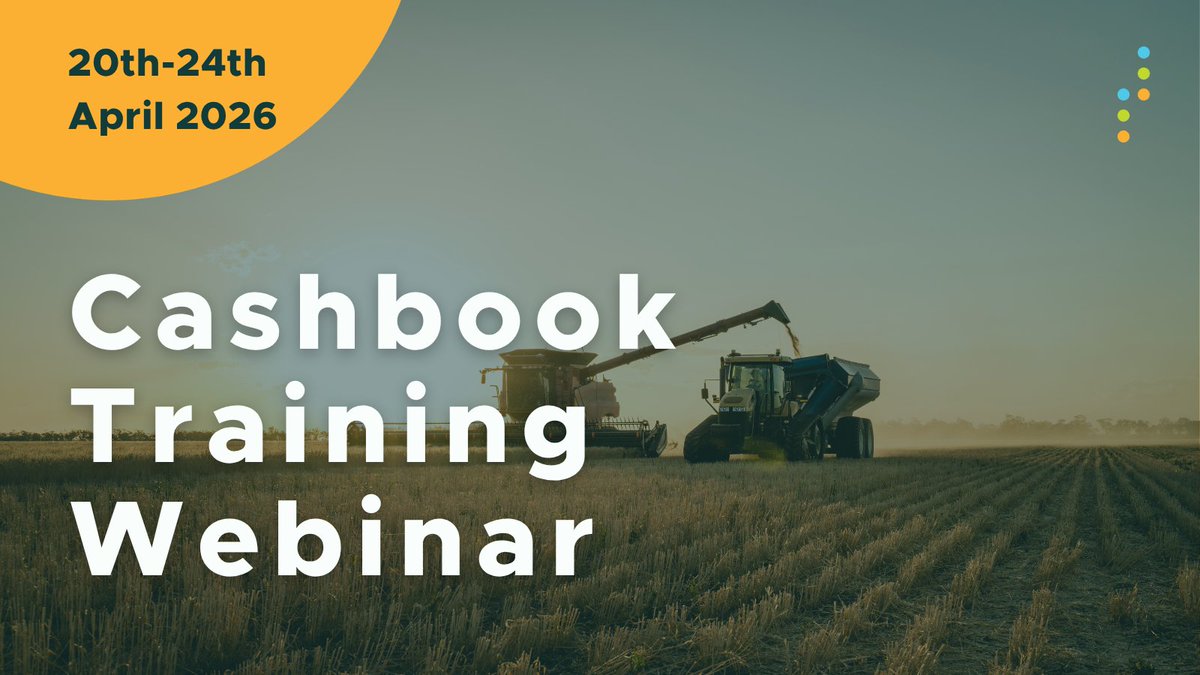 Agrimasters's tweet photo. Better records lead to better decisions.

Our 5-day Cashbook Training Webinar will help you simplify record keeping, understand BAS, and streamline invoicing with practical, farm-focused tools you can use straight away.

20–24 April 2026 | 10–11am AWST
Recordings: Available to all participants after the training
Register now: https://t.co/p4e2ghdewO