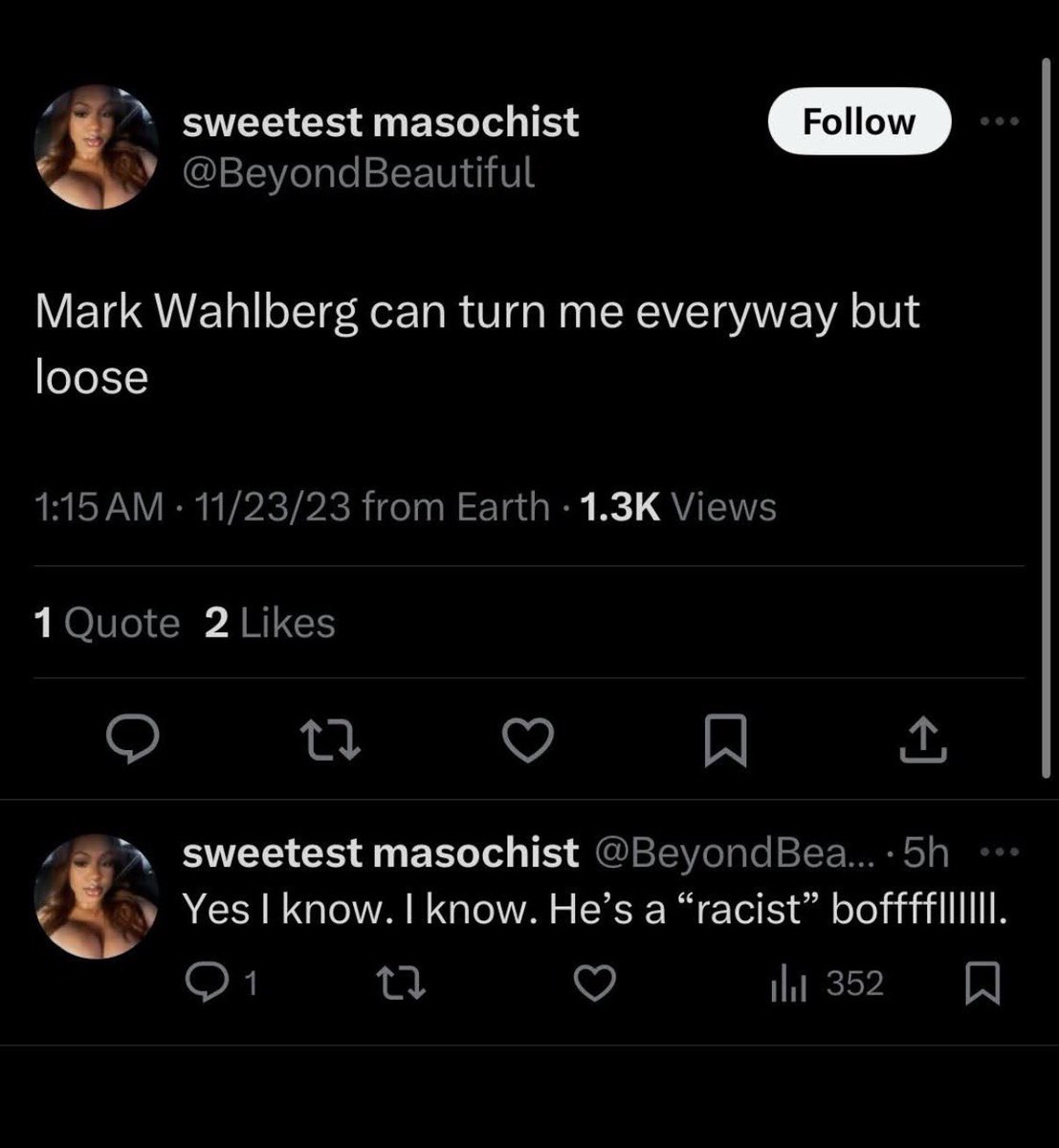 KingLohengramm's tweet image. One who wants to be a house ni993r for Mark Wahlberg and doesn’t care that he’s racist is saying black men fawn* over lightskin women 
What’s it to you if that’s the case?
When Brad doesn’t want them, they start #DickPoliceUnit black men
Ew