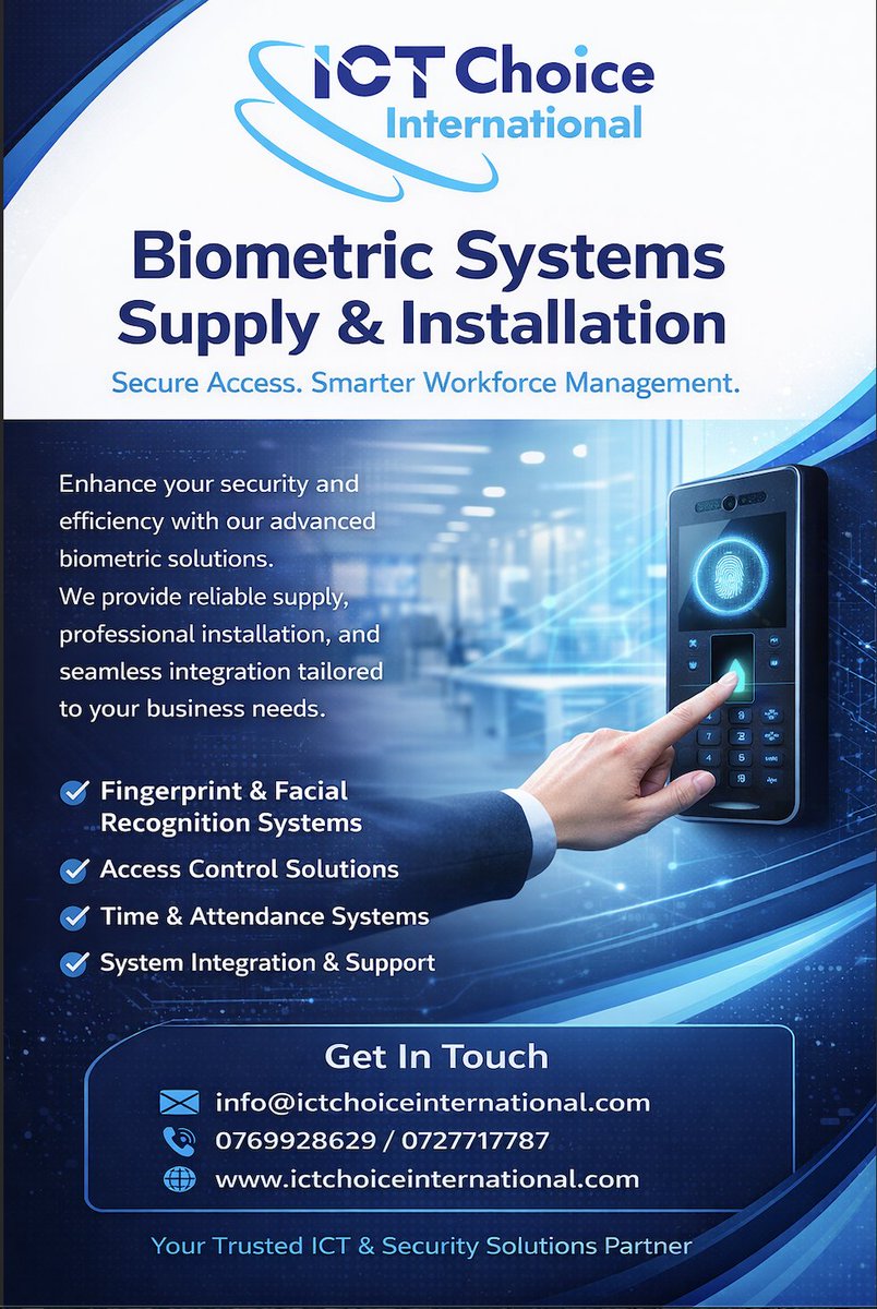 Ict_Choice1's tweet image. We provide biometric solutions designed to meet the demands of today’s fast-evolving digital world, enhancing security, improving efficiency, and giving you full control at your fingertips.

#ICTChoiceInternational #BiometricSolutions #SmartSecurity #AccessControl