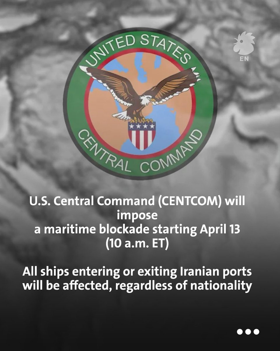 AnnaharFr's tweet image. Les États-Unis s’apprêtent à imposer un blocus maritime sur les ports iraniens à partir du 13 avril, visant tous les navires sans distinction. Si l’accès aux ports iraniens sera restreint, la navigation dans le détroit d’Ormuz restera ouverte.

#ormuz #étatsunis #guerre #iran