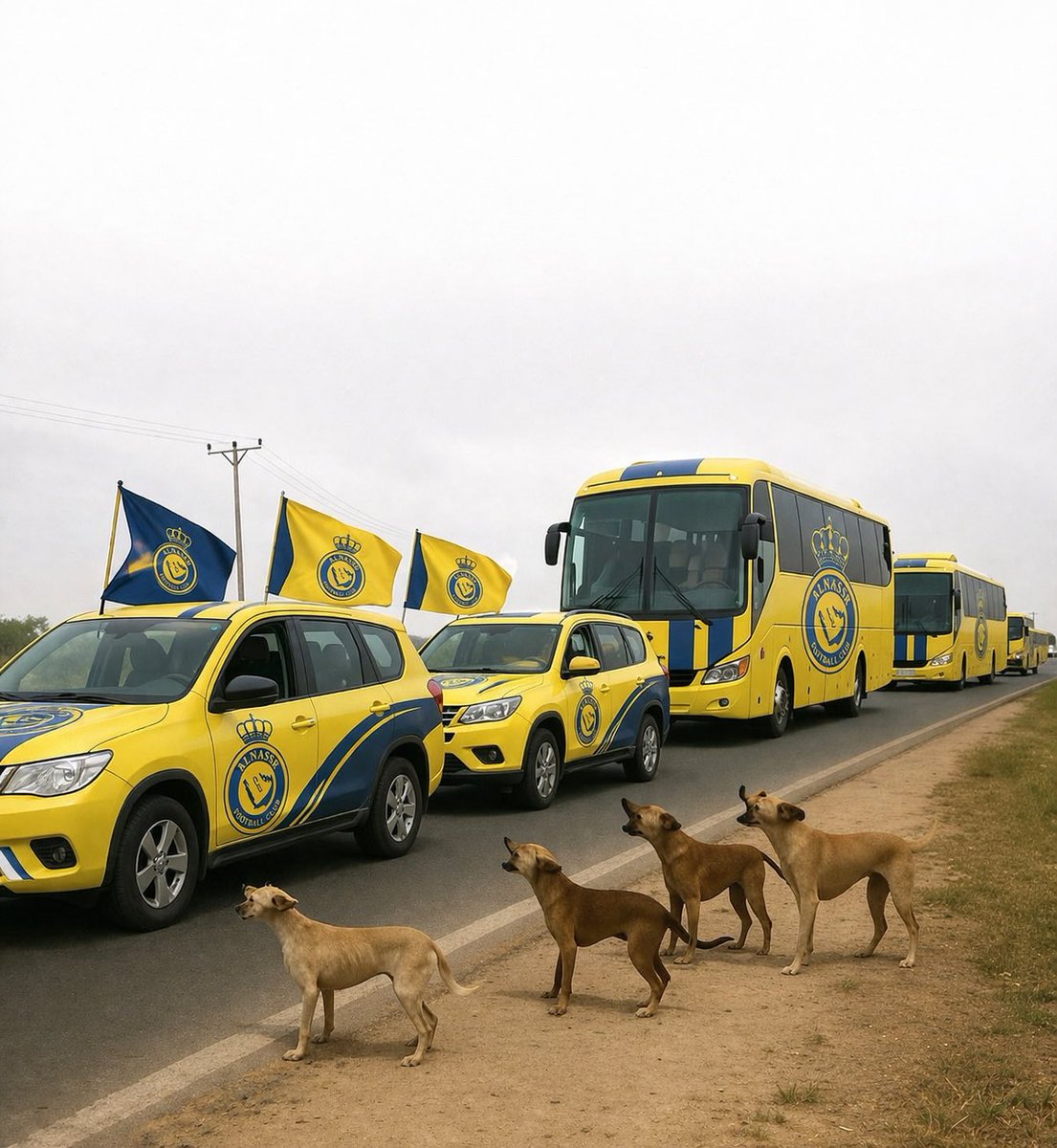 صباح النصر والعز والمعزة
صباح النزاهة، والتفرد بالعدل
صباح أصفر كبير يليق بمحبينه
ويكيد حسّاده ..

في حال ما تخيّلت المثل اللي يقول : القافلة تسير والكلاب تنبح