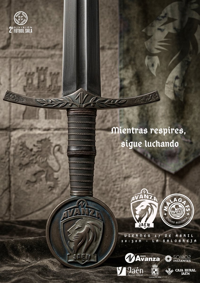 AvanzaJaen's tweet photo. 🦁📣 ¡Se viene una nueva batalla en la cancha!

Este viernes tenemos una cita en La Salobreja y OS NECESITAMOS A TODOS.

⚔️🆚 Heredia Málaga

🏆 J26 - 2ª División
⌚ 20:30h
🏟 La Salobreja
🎟️ Socios gratis

Entrada única en taquilla: 10€

#CorazónyGarra #SegundaDivisiónFS 💙 https://t.co/PM6PUcXXFA