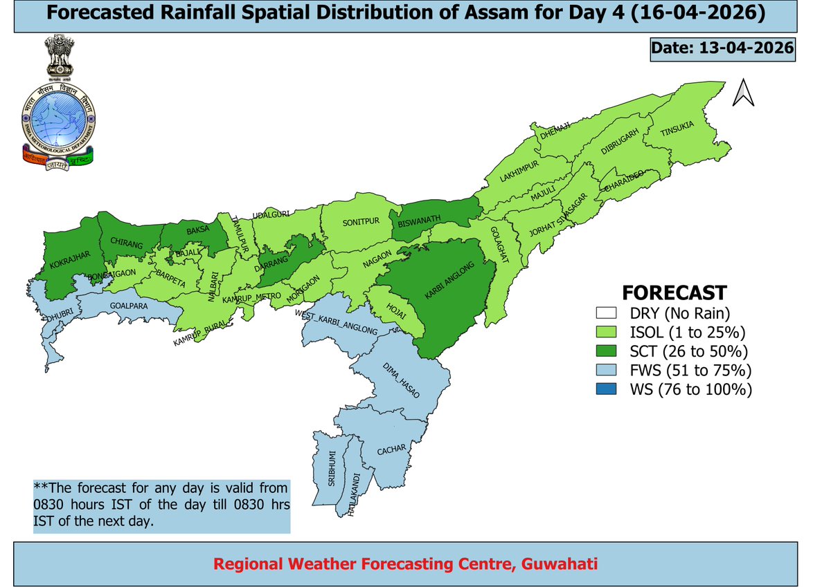 District-wise Weather Forecast for ASSAM dtd 13.04.2026