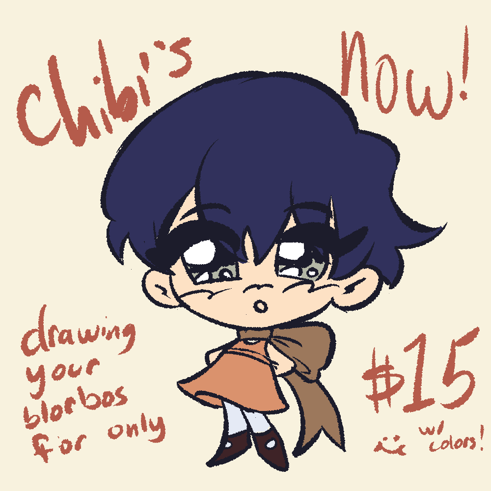 offering surprise chibis >_< !! gimme your little fella and I'll draw'em ! 

dm for slot, only 3 open so i dont perish haha
rts appresh