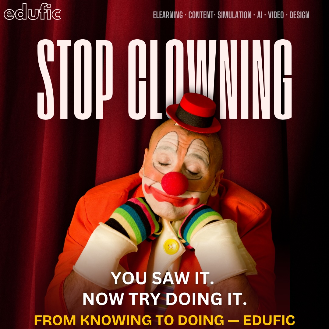 eduficdigital's tweet image. Most learning looks perfect—until it’s your turn.Clear in training. Messy at work.Knowing isn’t doing.At Edufic, we design for decisions, not just content.From knowing to doing.#Edufic #Elearning #LearningDesign #FutureOfWork